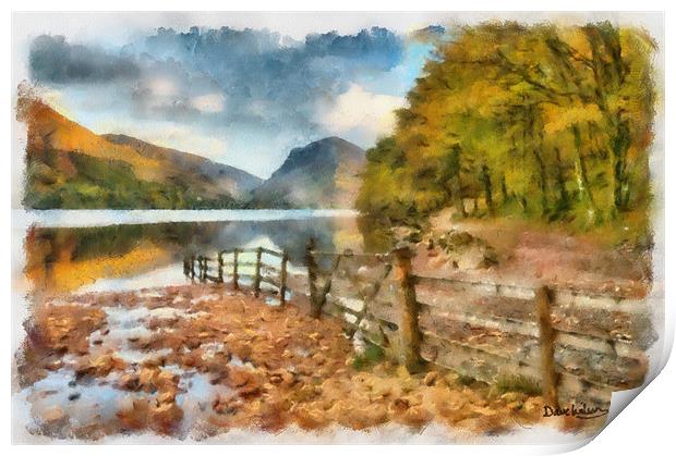Buttermere Autumn Watercolour Print by Dave Wilson