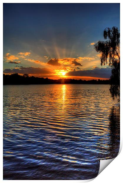 October lake sunset Print by Simon West