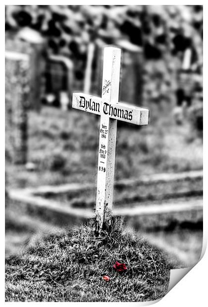 Dylan Thomas Grave Cross Print by Simon West