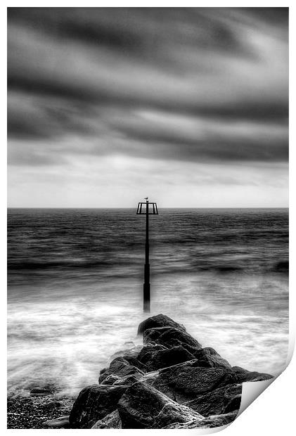 Amroth Beach Black and White Print by Simon West