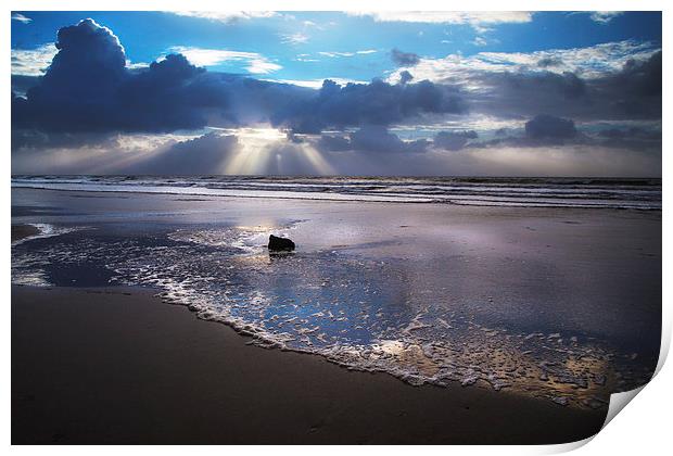 Amroth beach sunrise Print by Simon West