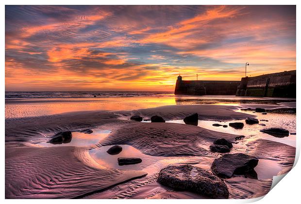 Saundersfoot Harbour Sunrise Print by Simon West