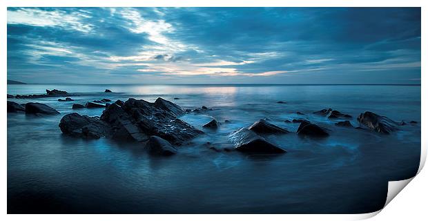 Saundersfoot beach rocks Print by Simon West