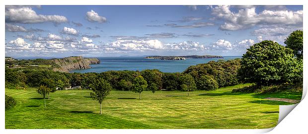  View across to Caldey Island Print by Simon West