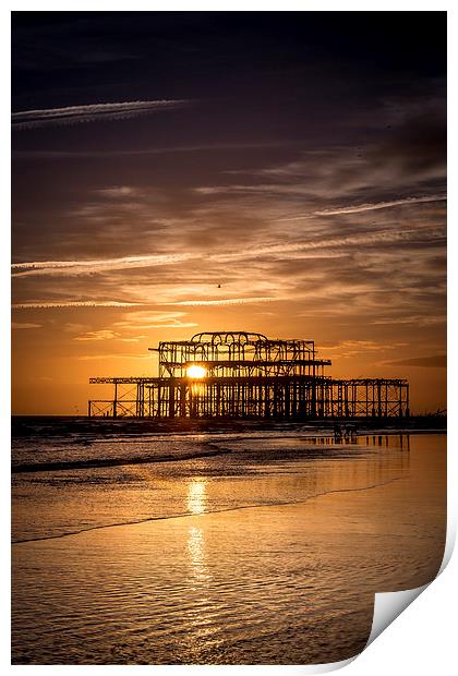  Brighton West Pier Sunset Print by Simon West
