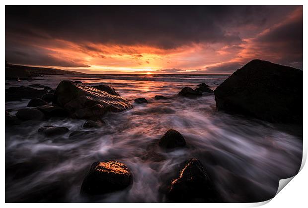  Amroth Beach October Sunrise Print by Simon West