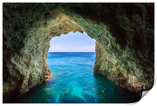 View from Zante cave Print by Simon West