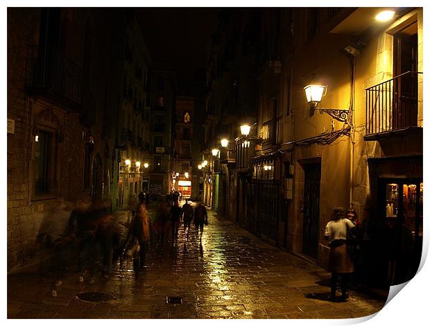 Barcelona After Rain Print by Pawel Juszczyk