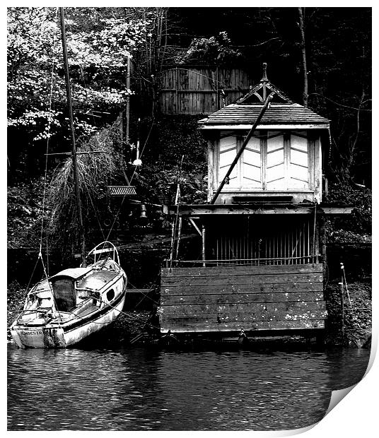 old boat house on rudyard lake in northstaffordshi Print by darren  carter