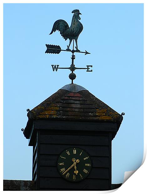 Weather Vane and Clock in Herts Print by Sandra Beale
