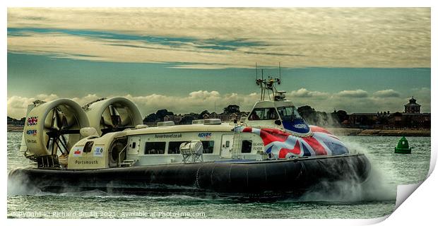 Passenger hovercraft ferry returning to Portsmouth  Print by Richard Smith