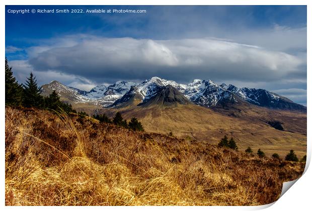 The Black Cuillin Mountain Range in March Print by Richard Smith