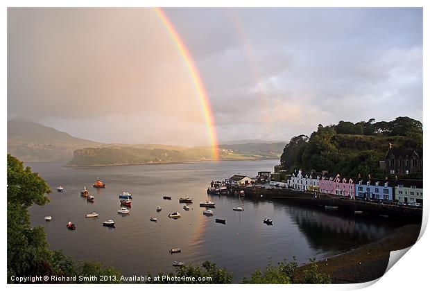 Rainbow over Loch Portree Print by Richard Smith