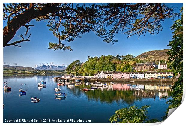 Portree pier from Cuddy Point Print by Richard Smith