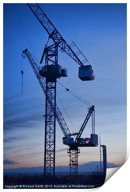 Building site Cranes Print by Richard Smith