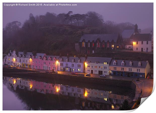  A close-up of Portree pier on a misty evening in  Print by Richard Smith