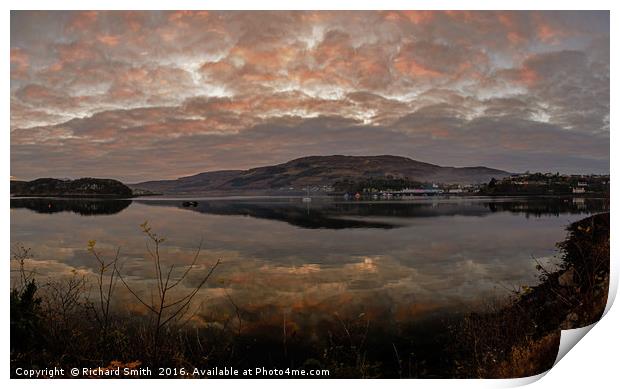 Evening reflections upon Loch Portree  Print by Richard Smith