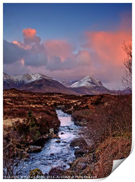 Beinn Dearg Mheadhonach and Marsco from Allt Dubh Print by Richard Smith