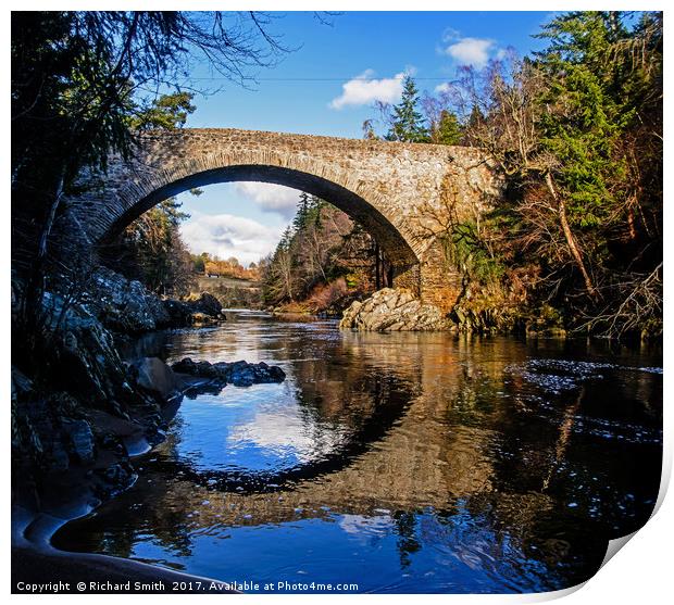 Daltuich bridge over the Findhorn river. Print by Richard Smith