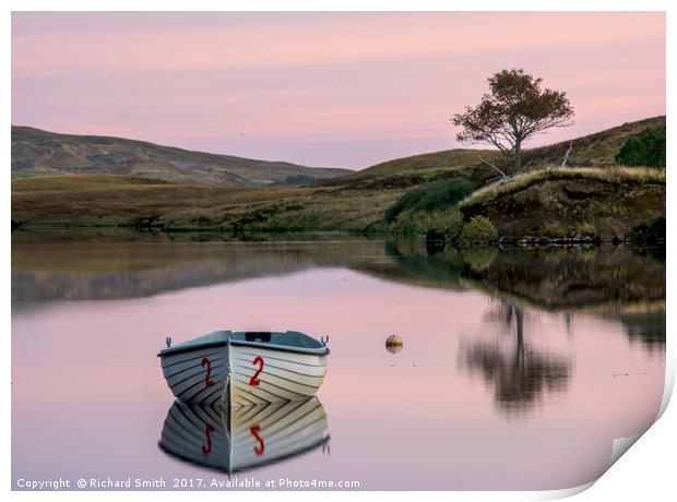 Fishing boat upon Loch Fada #2 Print by Richard Smith