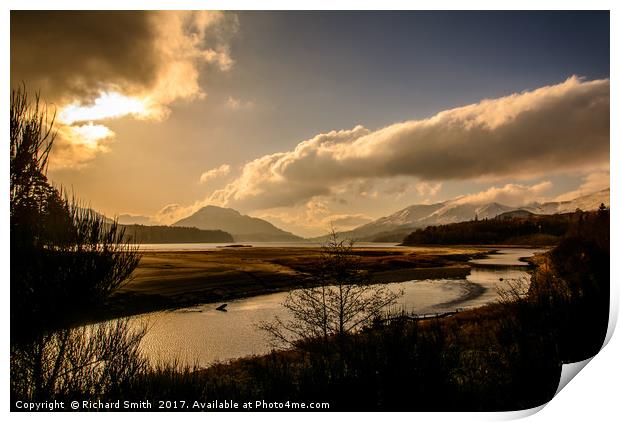 Beach at the head of Loch Laggan Print by Richard Smith