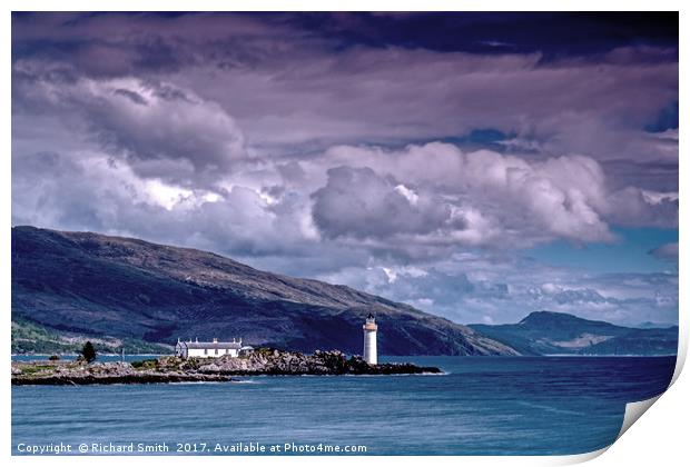 Lighthouse on Eilean Sionnach Print by Richard Smith