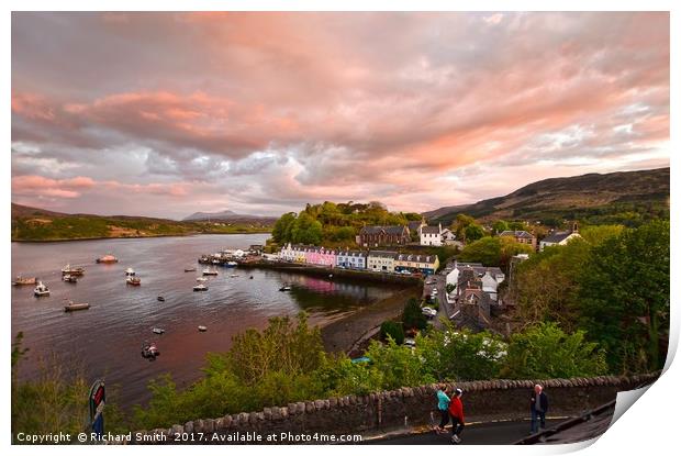 Sunset colour over Loch portree Print by Richard Smith