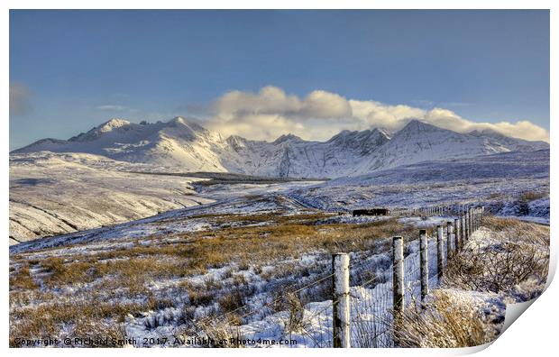 Snow covered Black Cuillin Print by Richard Smith