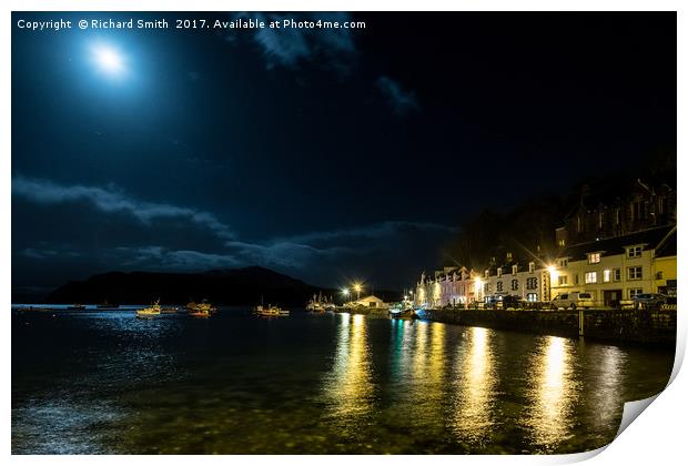 Moonlight over Loch Portree Print by Richard Smith