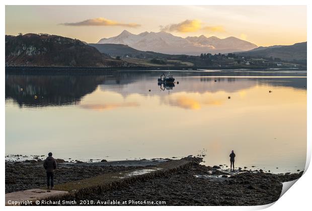 Photographing the Cuillins reflected at dusk Print by Richard Smith
