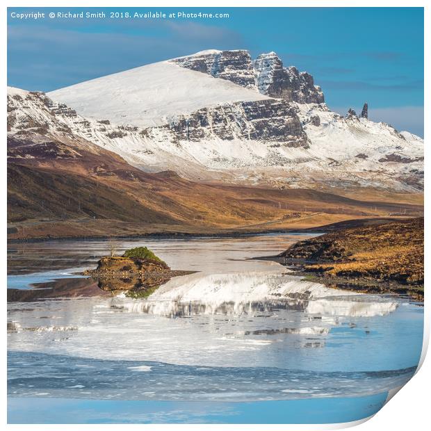 The Storr partially reflected in the Storr Lochs Print by Richard Smith