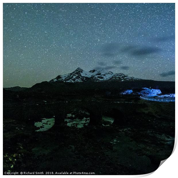 Glen Sligachan and the Cuillin by Starlight.  Print by Richard Smith