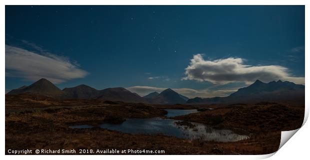 The Cuillin, glen Sligachan and the southern sky. Print by Richard Smith