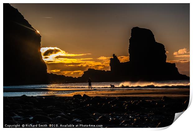 Sun setting behind Talisker Point Print by Richard Smith