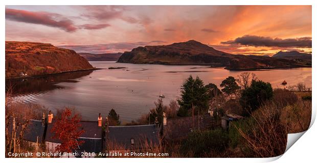 East view over house rooves as the sun goes down  Print by Richard Smith