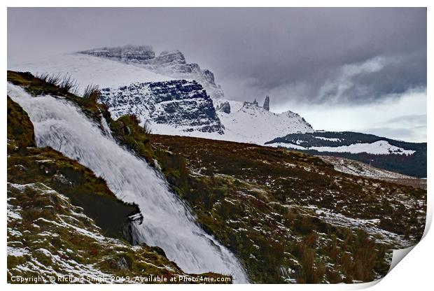 Bride's Veil Falls and the Storr Print by Richard Smith