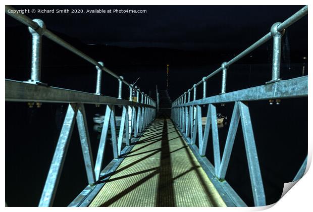 Gangway to pontoon at night. Print by Richard Smith