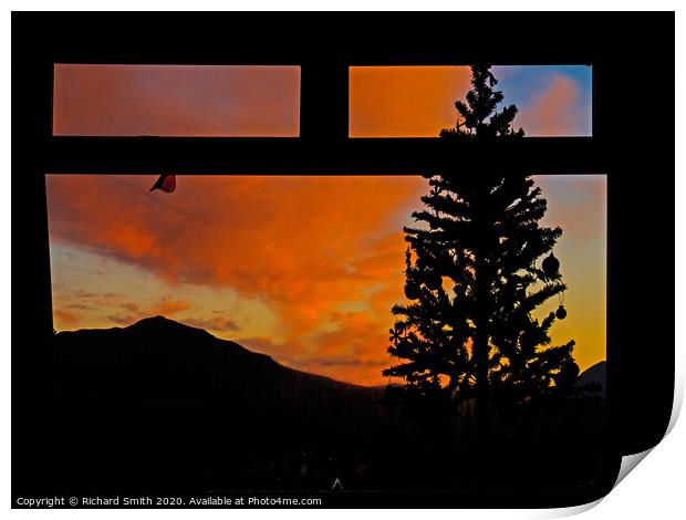 Sunset colour from our sitting room sofa Print by Richard Smith
