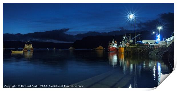 Fishing boats moored to the end of the pier at the blue hour. #2 Print by Richard Smith