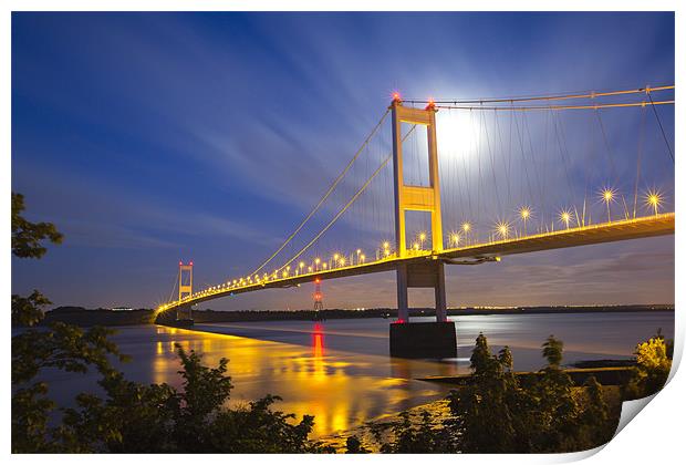 Severn Bridge by Night Print by Tim Burgess