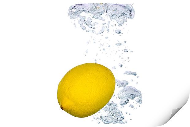 lemon in water Print by Justyna studio
