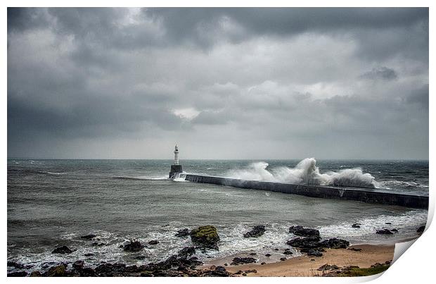 Waves on the Pier Print by Vicky Mitchell