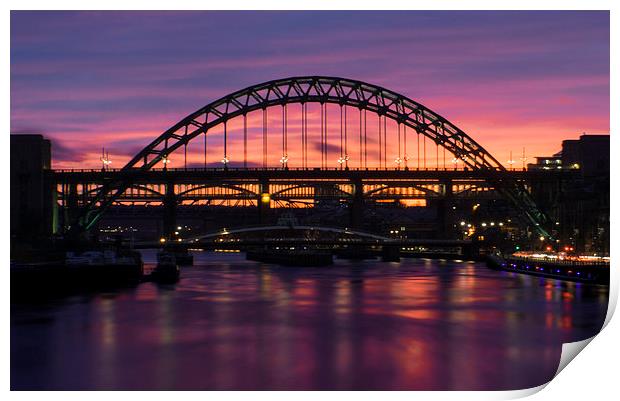 Tyne Bridge Sunset Print by Michael Thompson