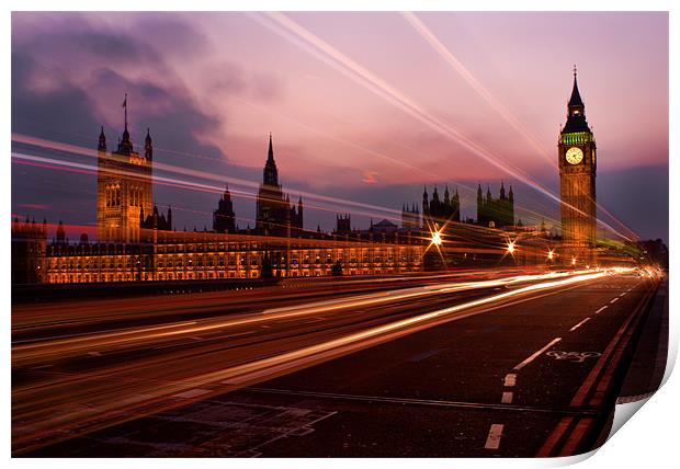 Westminster Sunset Print by Stuart Gennery