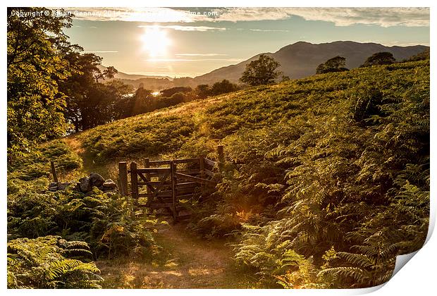  Walking down to Crummock Water as the sun fades. Print by Stuart Gennery