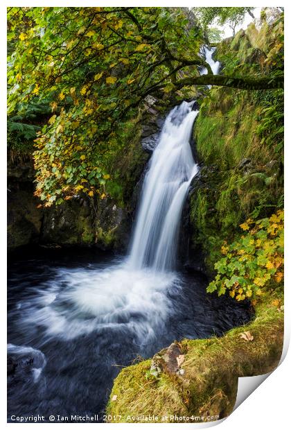 Snowdonia Waterfall Print by Ian Mitchell