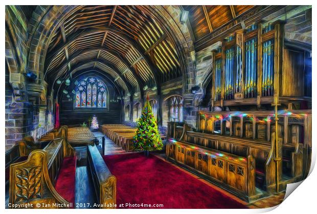 Christmas Church Service Print by Ian Mitchell