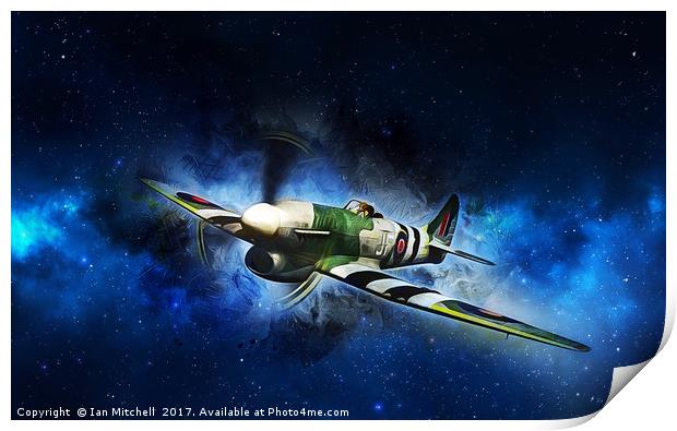 Spitfire Night Flight Print by Ian Mitchell