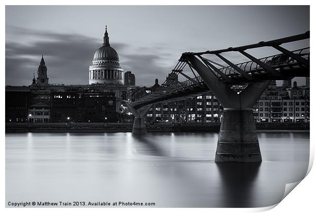 Bridge to St Pauls Cathedral I Print by Matthew Train