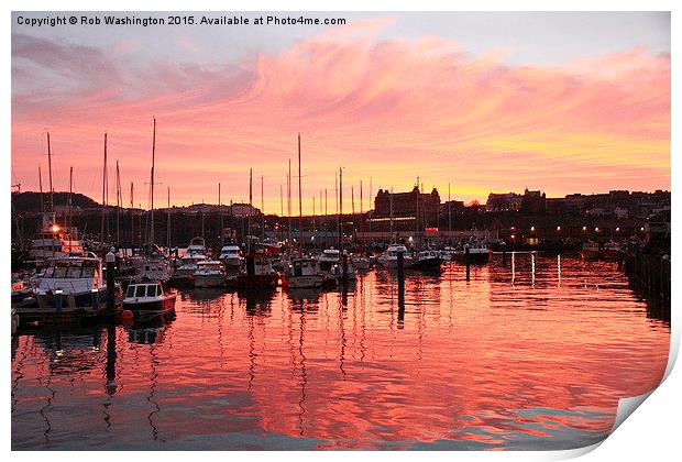  Scarborough Harbour Sunset Print by Rob Washington